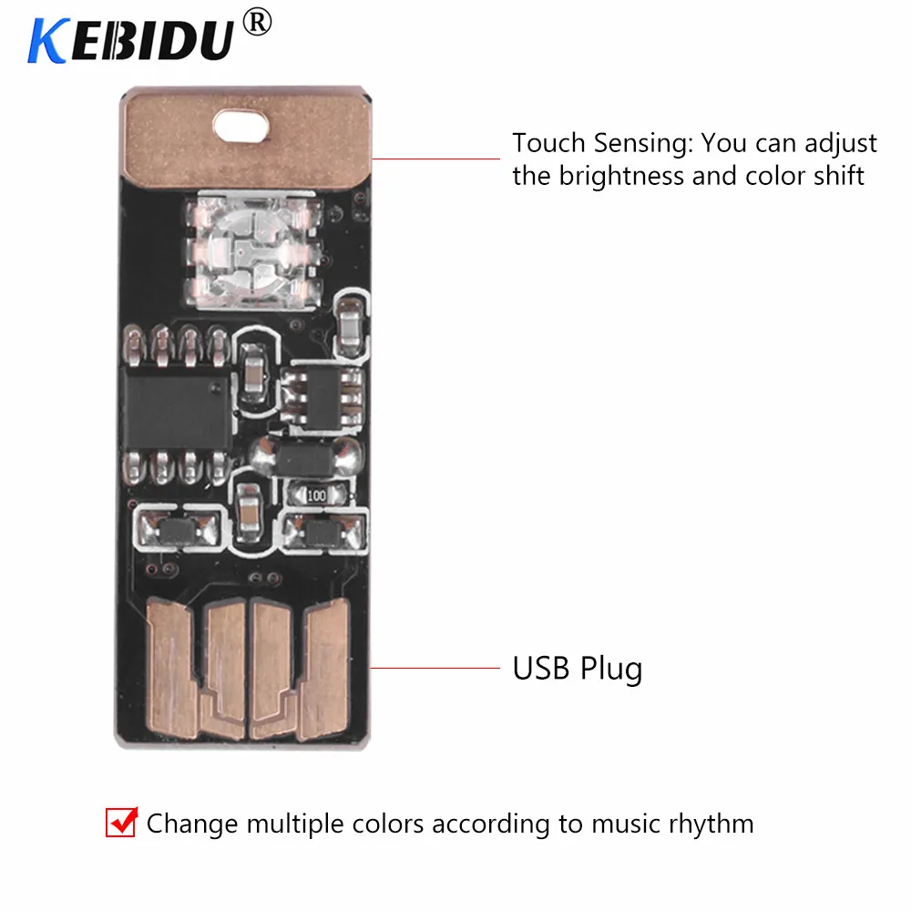 СВЕТОДИОДНЫЙ Автомобильный светильник Kebidu с usb-разъемом декоративный RGB