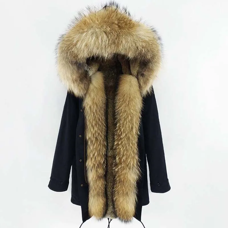 Женская парка с капюшоном теплая длинная куртка воротником из 2020 натурального