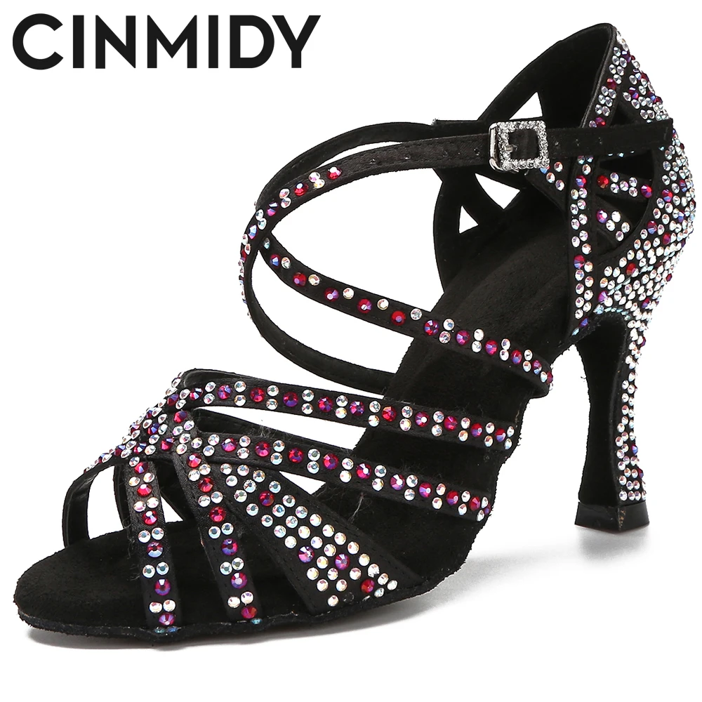 

CINMIDY Fashion Latin Dance Shoes Salsa Rumba Samba Ballroom Party Non-Slip Sneakers Ladies High Heels 5cm-10cm Women Sandals