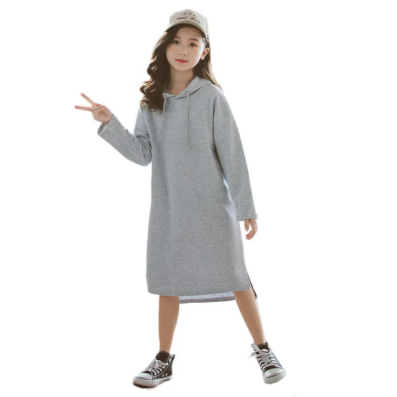 Платья для больших девочек Новинка осени 2019 Детские хлопковые платья с длинным