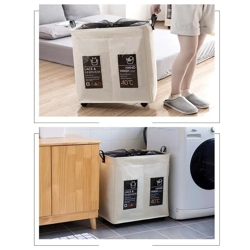 

Rolling Wheel Corner Durable Laundry Hamper Clothes Storage Basket Bin Organizer Washing Bag