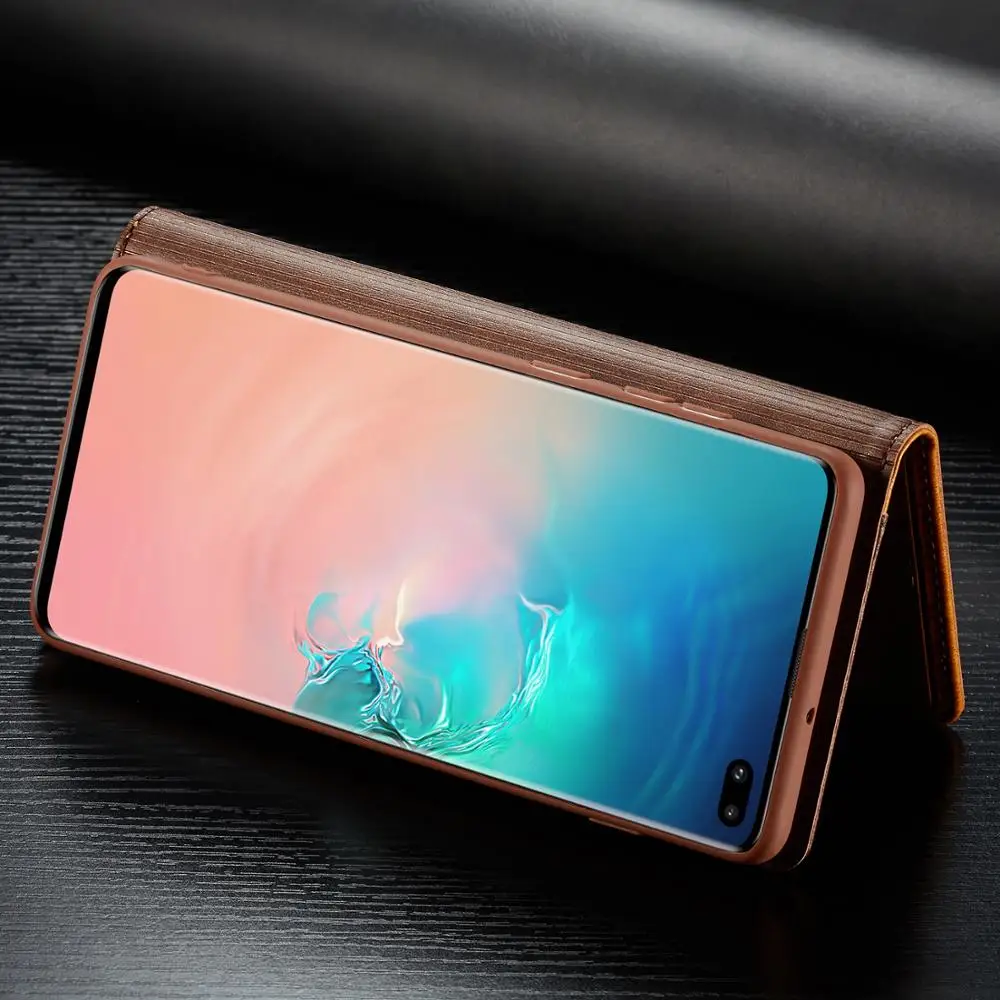 Роскошный кожаный чехол для телефона Samsung Galaxy S10 с отделением кредитных карт