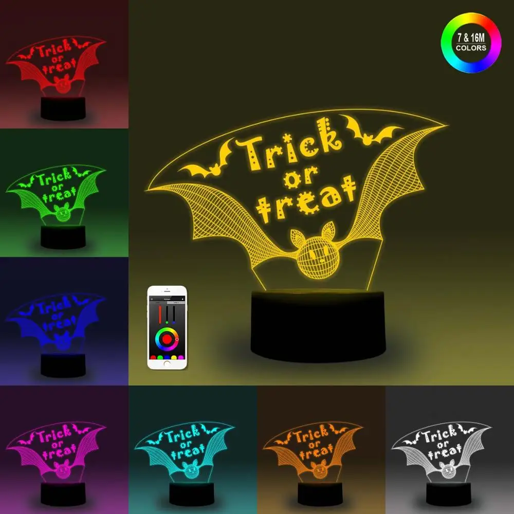 NiteApps 3D трюк или лечение ночник настольная Иллюзия Украшение лампы подарок на