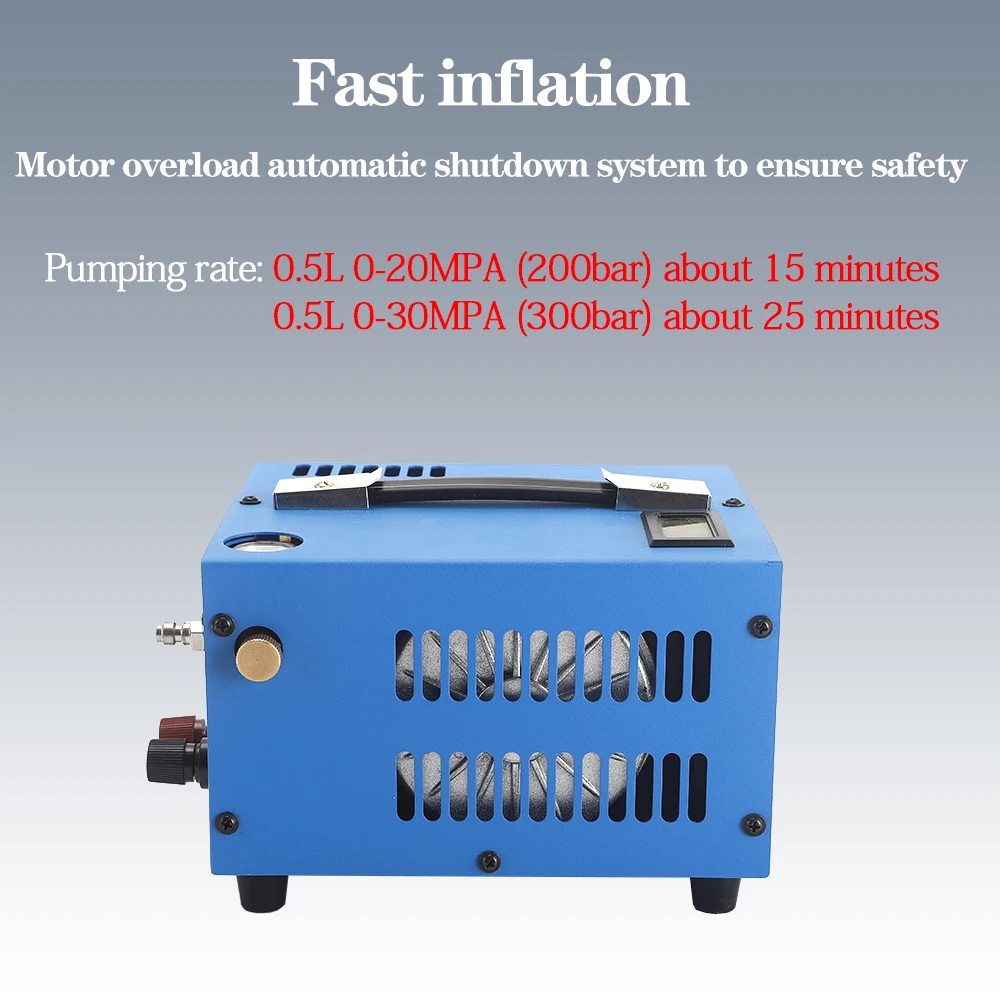 Дыхательный компрессор высокого давления 4500psi 300 бар 30 мпа 12 В PCP с