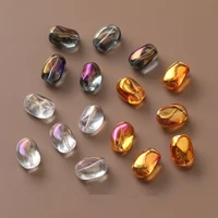 new style 100pcslot color print geometry irregular oval shape straight hole glass beads diy jewelry earringbracelet accessory