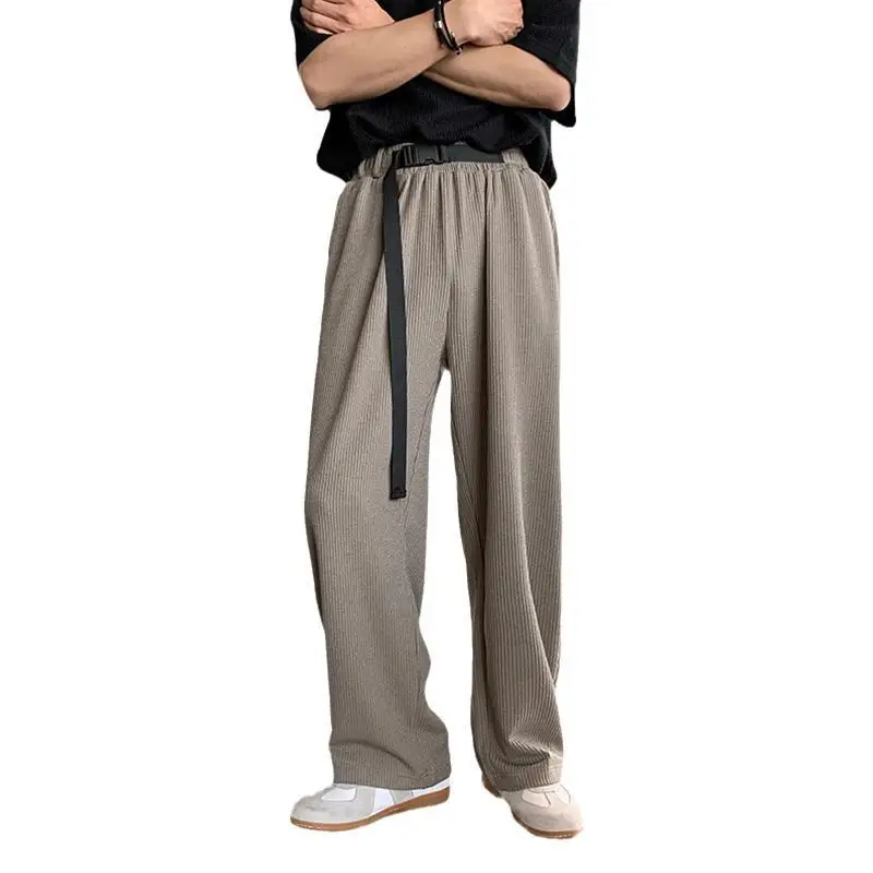 

2021 New Summer Thin Ice Silk Men Trousers Loose Trend Korean Fashion Pants Student Street Fashion Straight Tube Leisure Sports