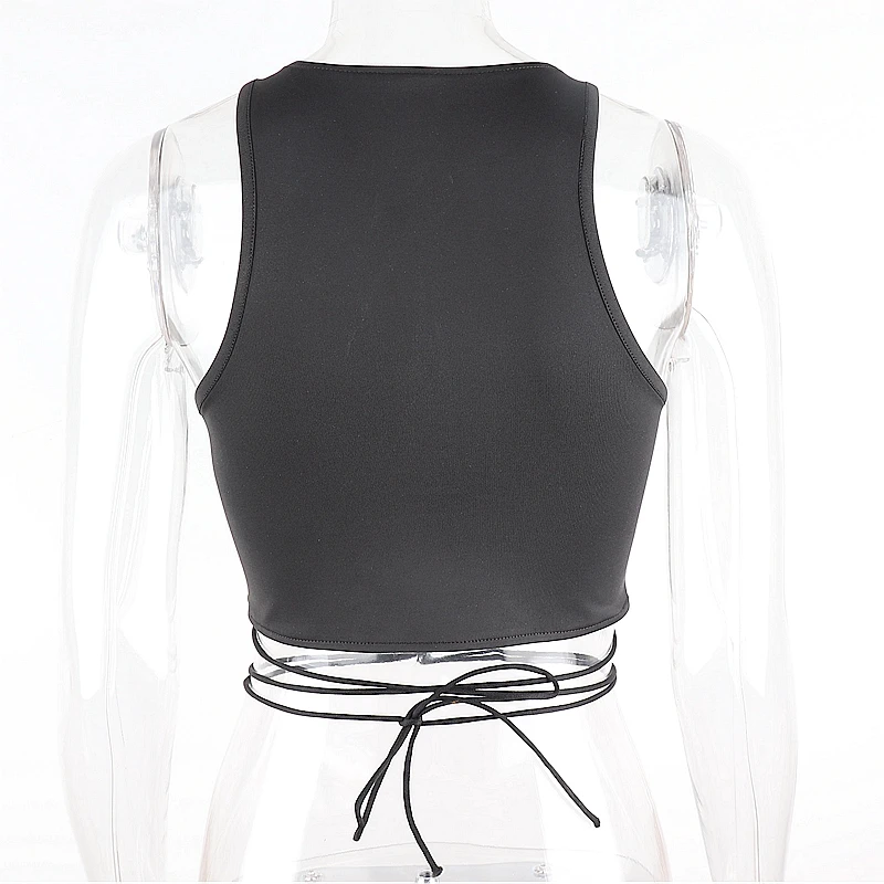 

Hjwsfdcai 2021 New Summer Sleeveless Corset Sexy Cross Straps Tops Women Tank Top Hollow Out Street Style Black Bustier Female