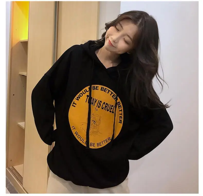 Oversized Pocket Sweatshirts Harajuku Hoodies Boy friend style Casual Style Pullovers Women sweetshirts
