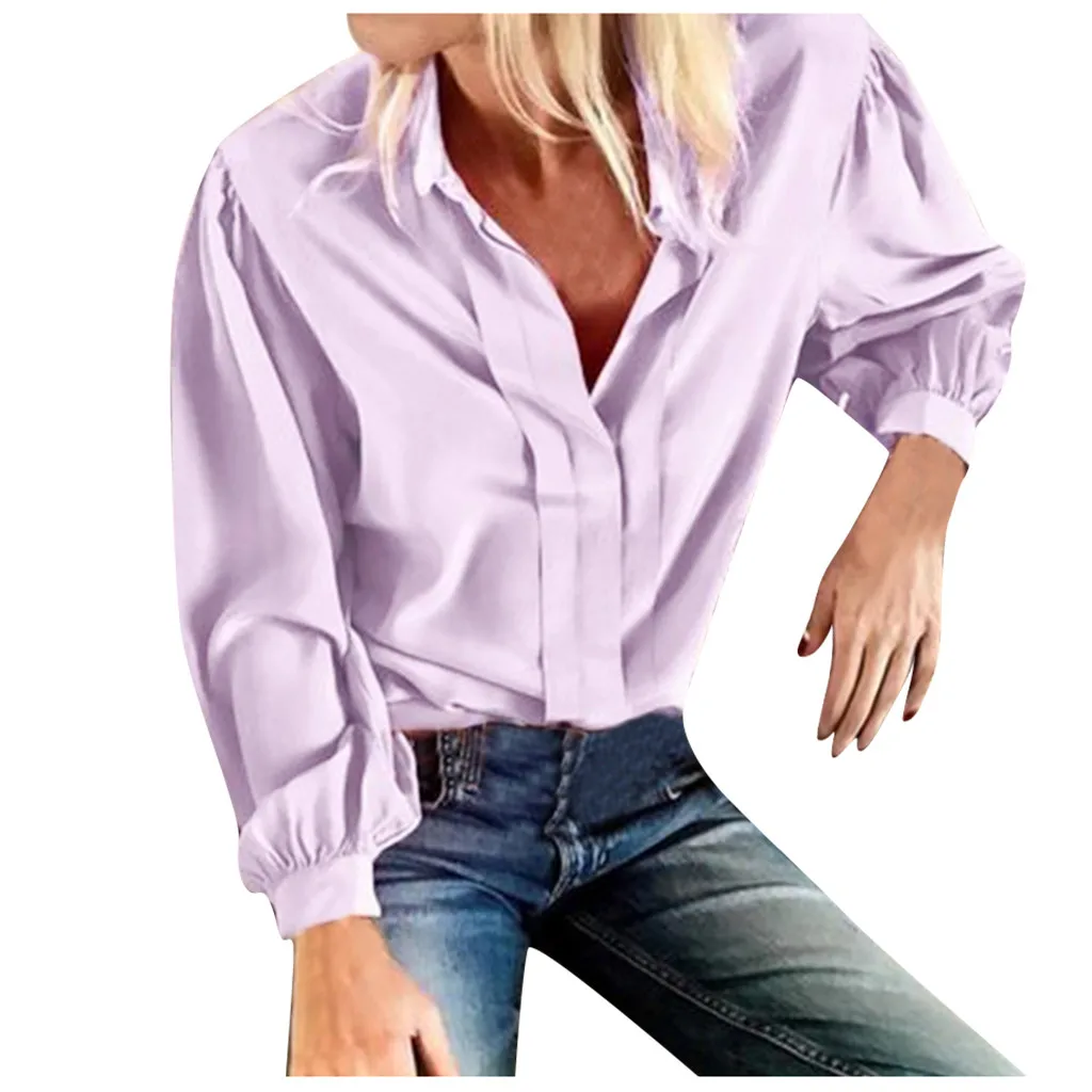 Модная женская плиссированная рубашка повседневная однотонная блузка с длинным