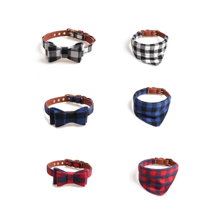 Английский клетчатый ошейник для собак кошек банданы мягкая ткань из