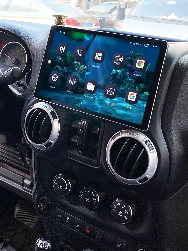 저렴한 10.1 '안드로이드 10 자동차 라디오 스테레오 1280*800 헤드 유닛 테이프 레코더 지프 랭글러 무선 Carplay 초박형 스크린