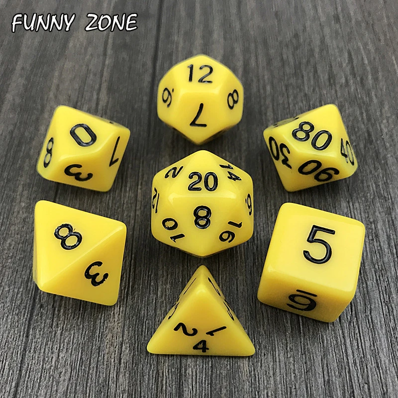 7 шт./компл. непрозрачная Двусторонняя игральная кость многогранная D4 D6 D8 D10 % D12 D20