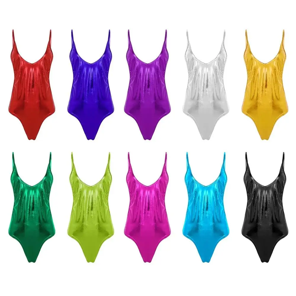 Женский купальник Leohex гимнастический боди нижнее белье без рукавов блестящий