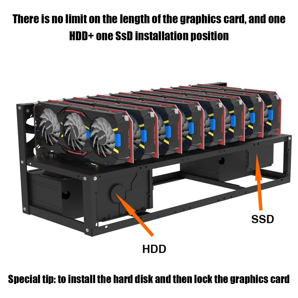 8GPU Майнинг Риг Открытого Типа Корпус Каркаса для Материнской Платы AK2980-D8P-65 S37 B85-65 Pitch BTC ETH Майнера.