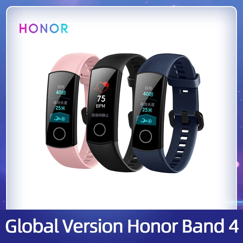 Honor Band 4 глобальная Версия смарт браслет активно матричные осид Цвет черный синий