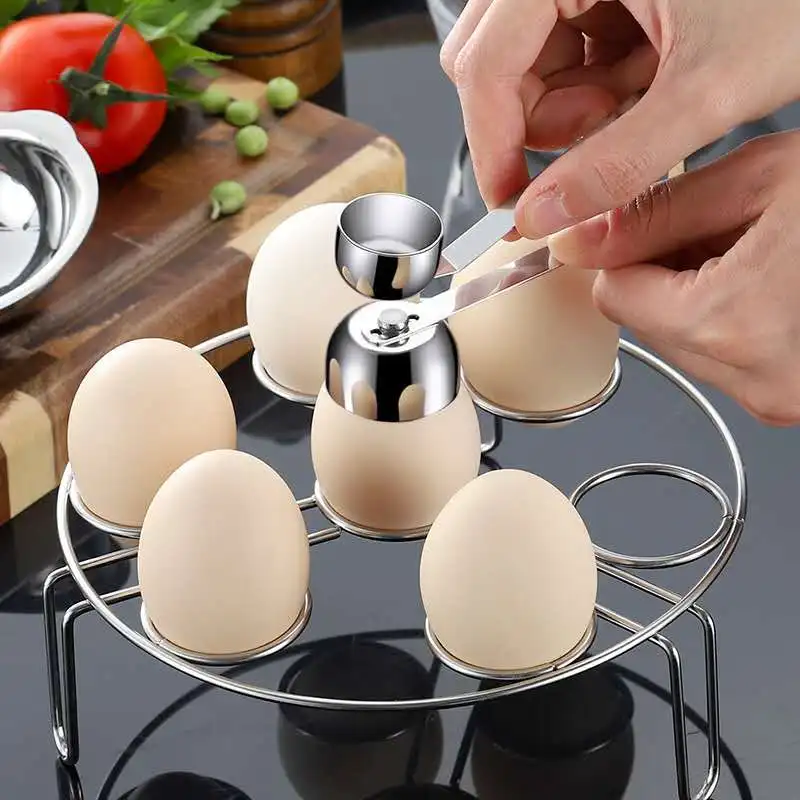 

New Practical Metal Egg Scissors Egg Topper Cutter Shell Opener Stainless Steel Boiled Raw Egg Open Creative Kitchen Tools Set