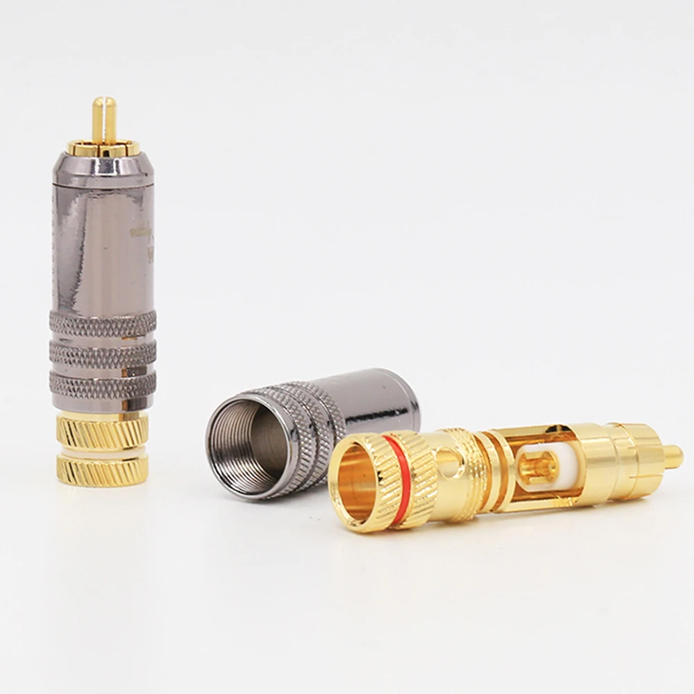 HI-end позолоченный RCA блокировочных штекеров аудио видео Разъемы разъем