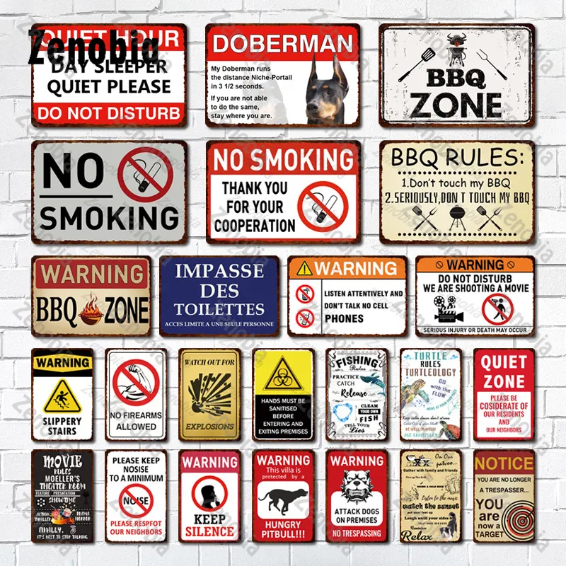 

Warning Metal Sign No Smoking Metal Poster Bbq Rules Notice Vintage Metal Plaque Tin Sign Man Cave Bar Pub Club Wall Decoration