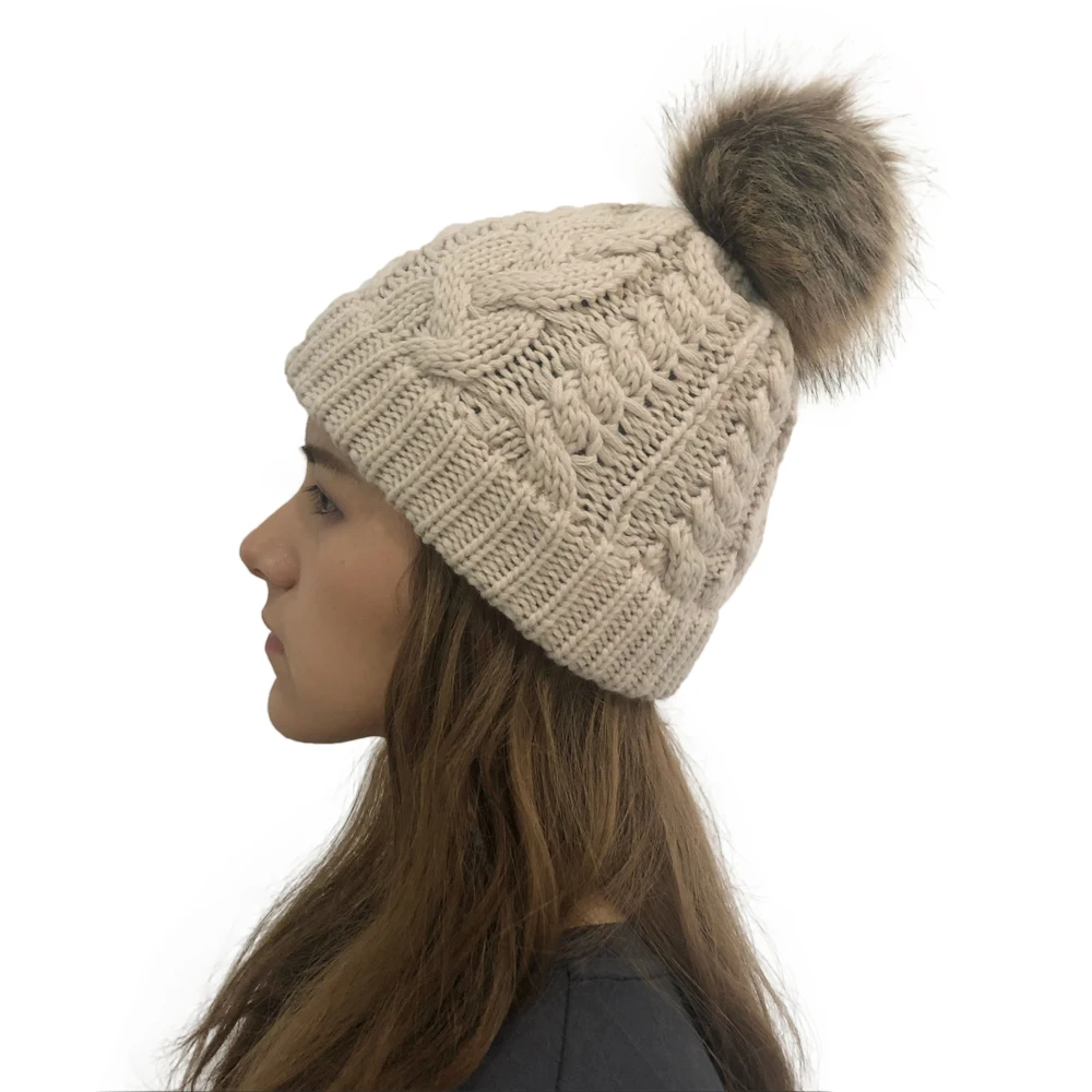 Шапка женская косу волосы шерстяная Осенняя шапка зима Вязание теплые Шапки