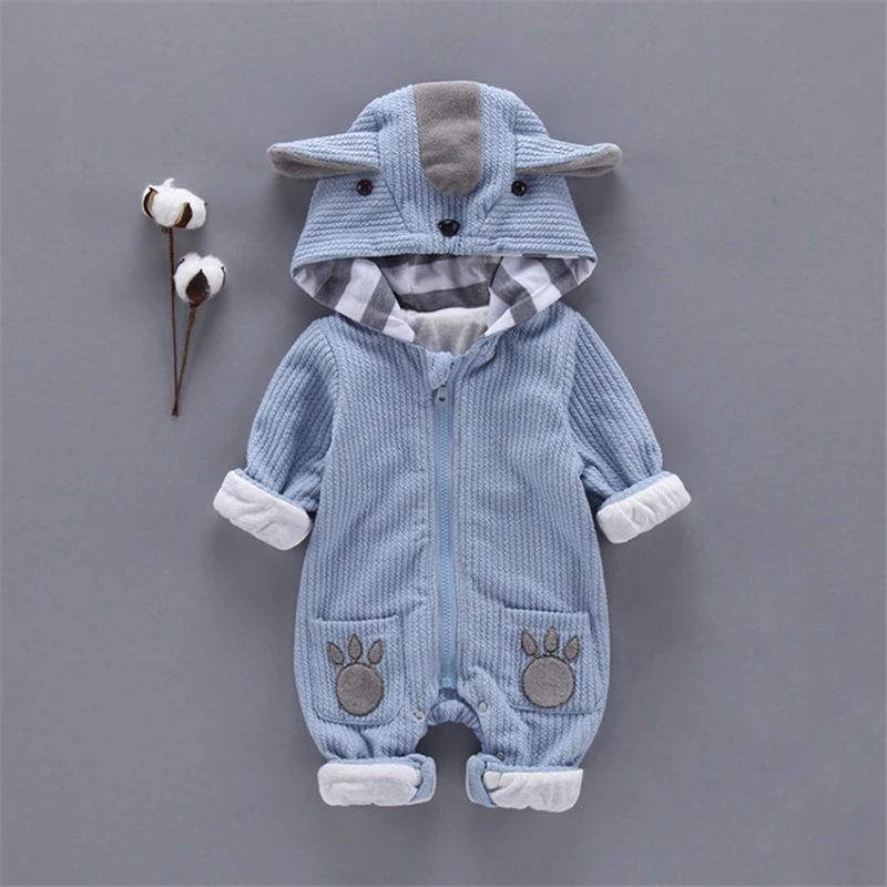 Детский флисовый комбинезон зимний с длинным рукавом для новорожденных