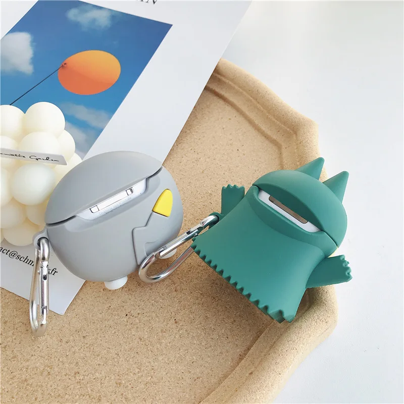 Bluetooth чехол для наушников Airpods милый силиконовый защитный чехол для Airpods 2 аксессуары брелок стереоскопический чармандер