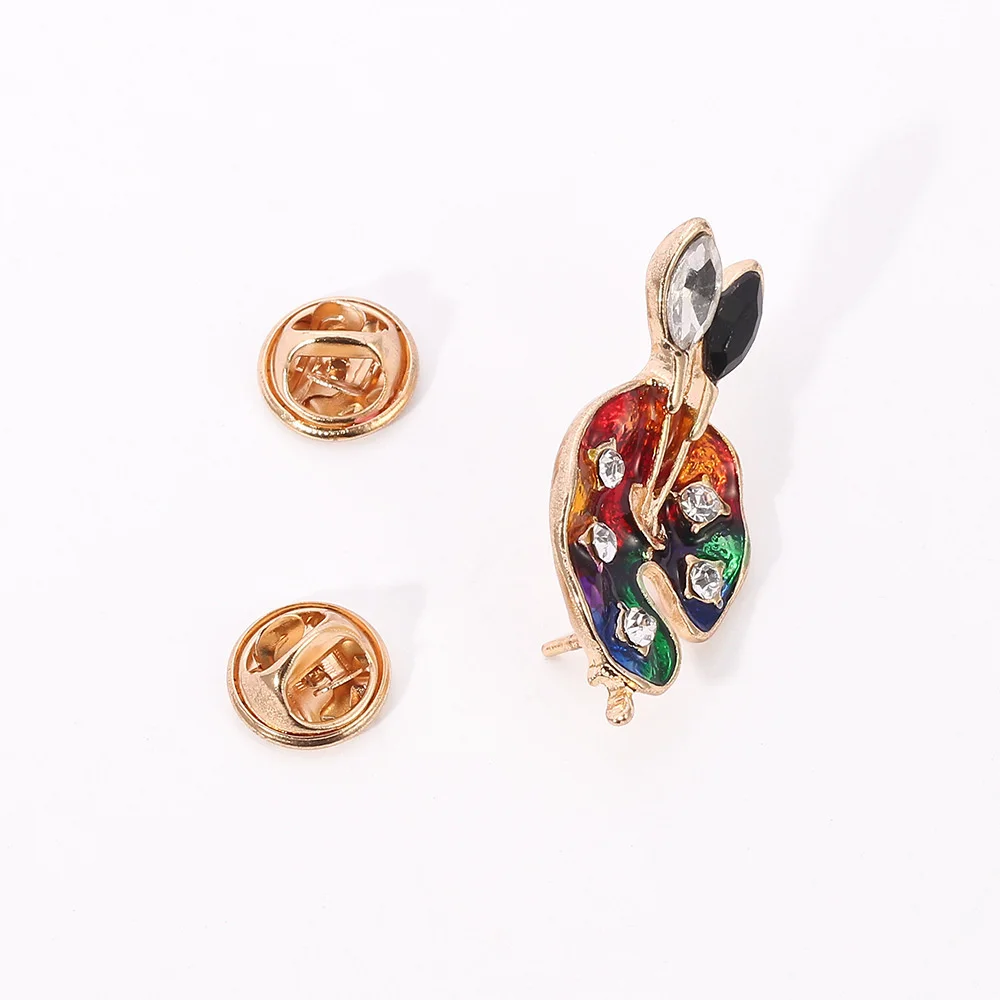 

Fashionable Crystal Painting Plate Brush Dripping Alloy Brooch 1 Piece Removable Luggage Decorative Pin