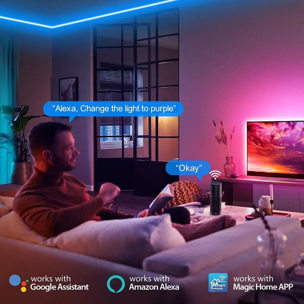 Светодиодная лента с Bluetooth Alexa Tuya умное управление Luces RGB 5050 12 В гибкая Диодная для