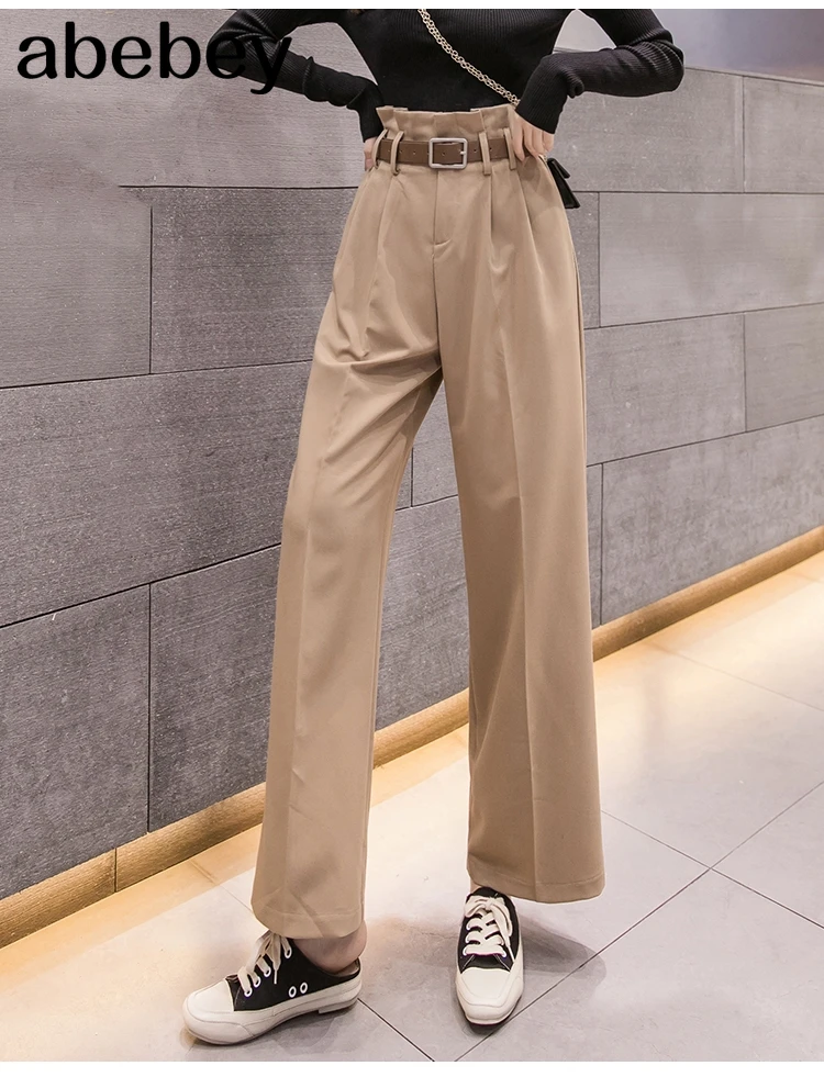 

Женские брюки с широкими штанинами, прямые плиссированные винтажные брюки до щиколотки с карманами и поясом, весна-осень 2021