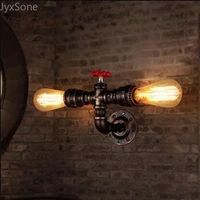 double headed ironwork water pipe wall lamp porch lamps living room creative outdoor lamp 220v industrial wind the bar indoor