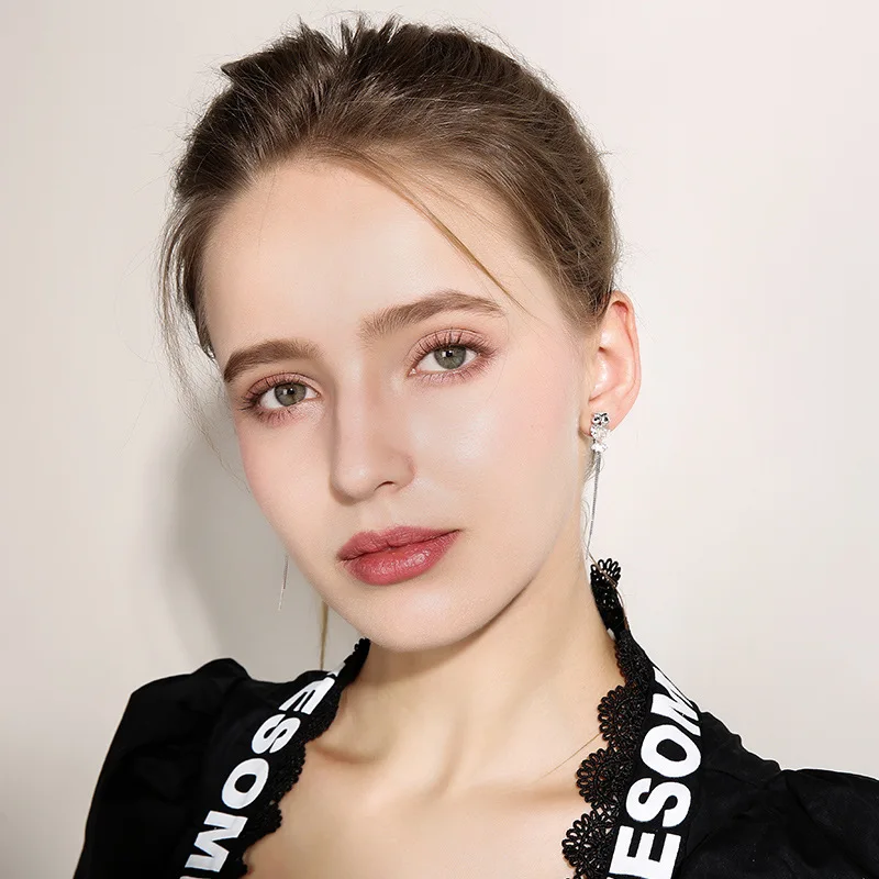 Модные длинные серьги с кисточками в виде совы стразы подвески голубыми