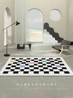 checkerboard grid carpet creative personality rectangular bedroom living room decoration non slip floor mat
