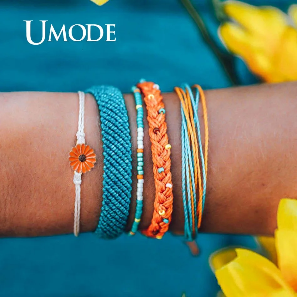 UMODE Vsco, Набор браслетов дружбы для девочек Bts, ручная работа, ромашки, браслеты, Boho Femme, аксессуары, браслеты, PB0497