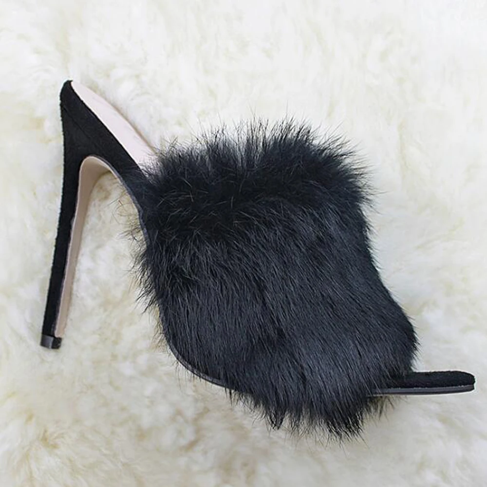 Новинка яркие сандалии в европейском стиле роскошные Тапочки их меха под кролика