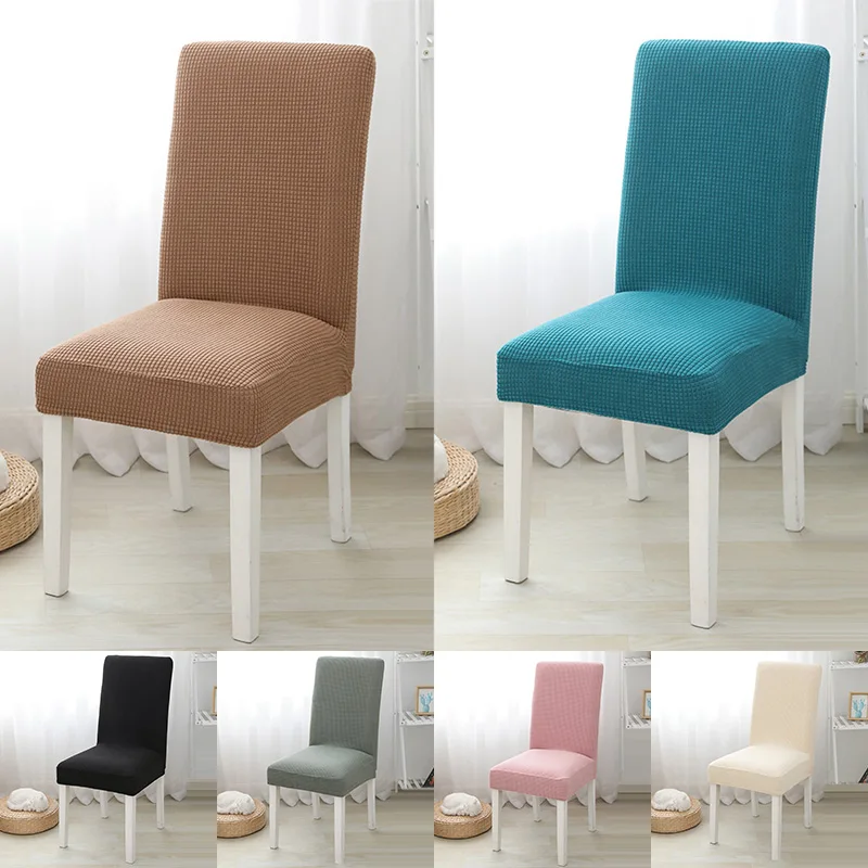 

Solid Jacquard Chair Covers Removable Stretch Spandex Chair Slipcover for Wedding Dining Room Office Banquet Decoration