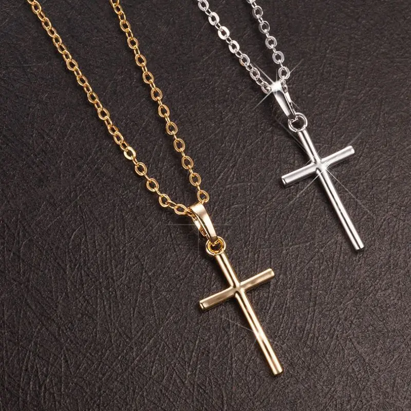 

Classic Simple Jesus Cross Pendant Punk Men's Gold Silver Color Necklace Fashion Hip Hop Men's Motorcycle Party Jewelry