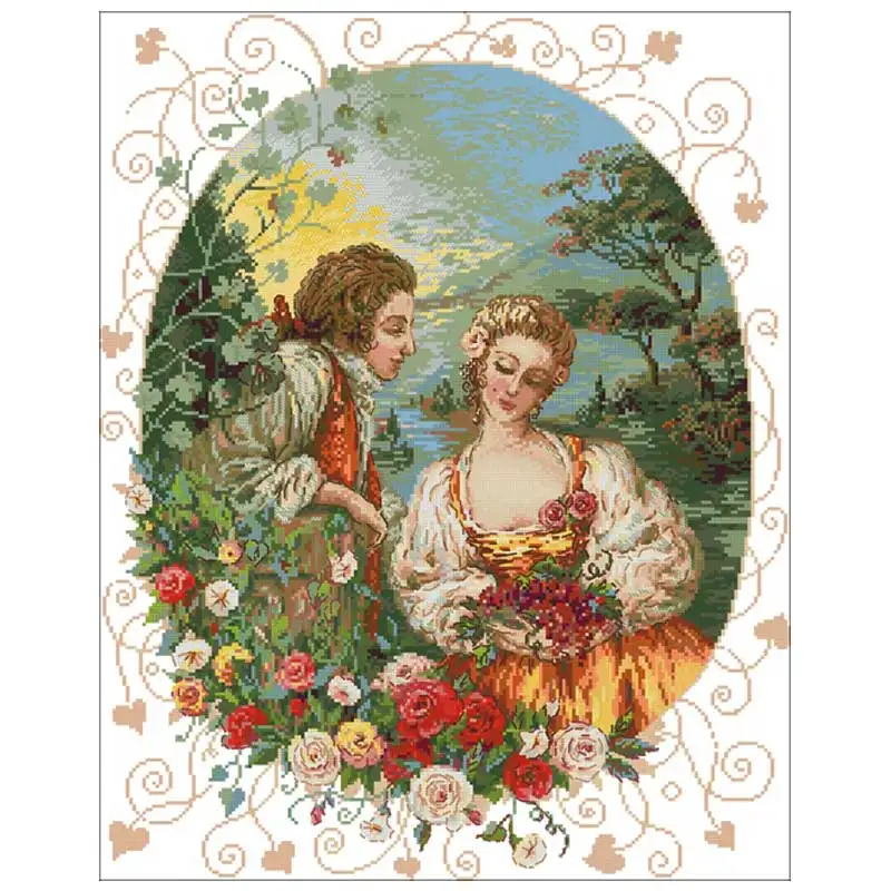 

Lovers in the rose garden Counted Cross Stitch 11CT 14CT 18CT DIY Cross Stitch Kits Embroidery Needlework Sets home decor