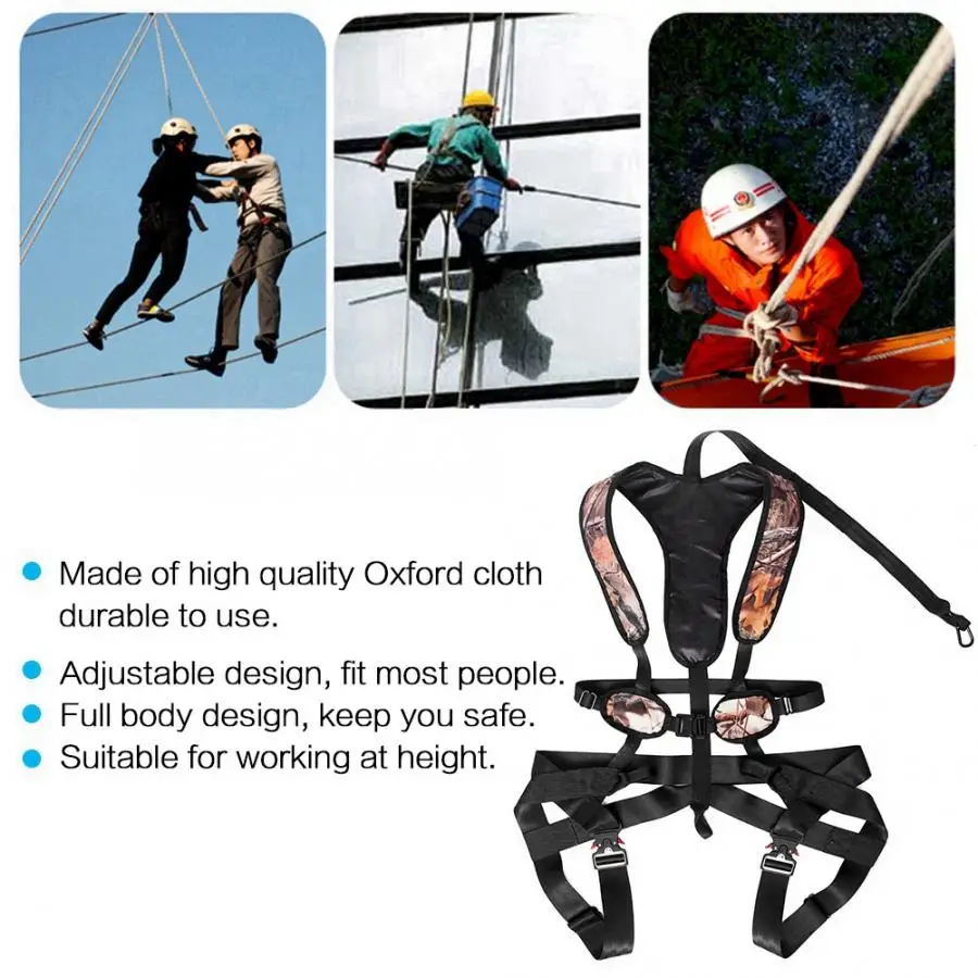 professional full body adjustable hunting safety belt working at height protective camouflage harness rope for outdoor climbing free global shipping