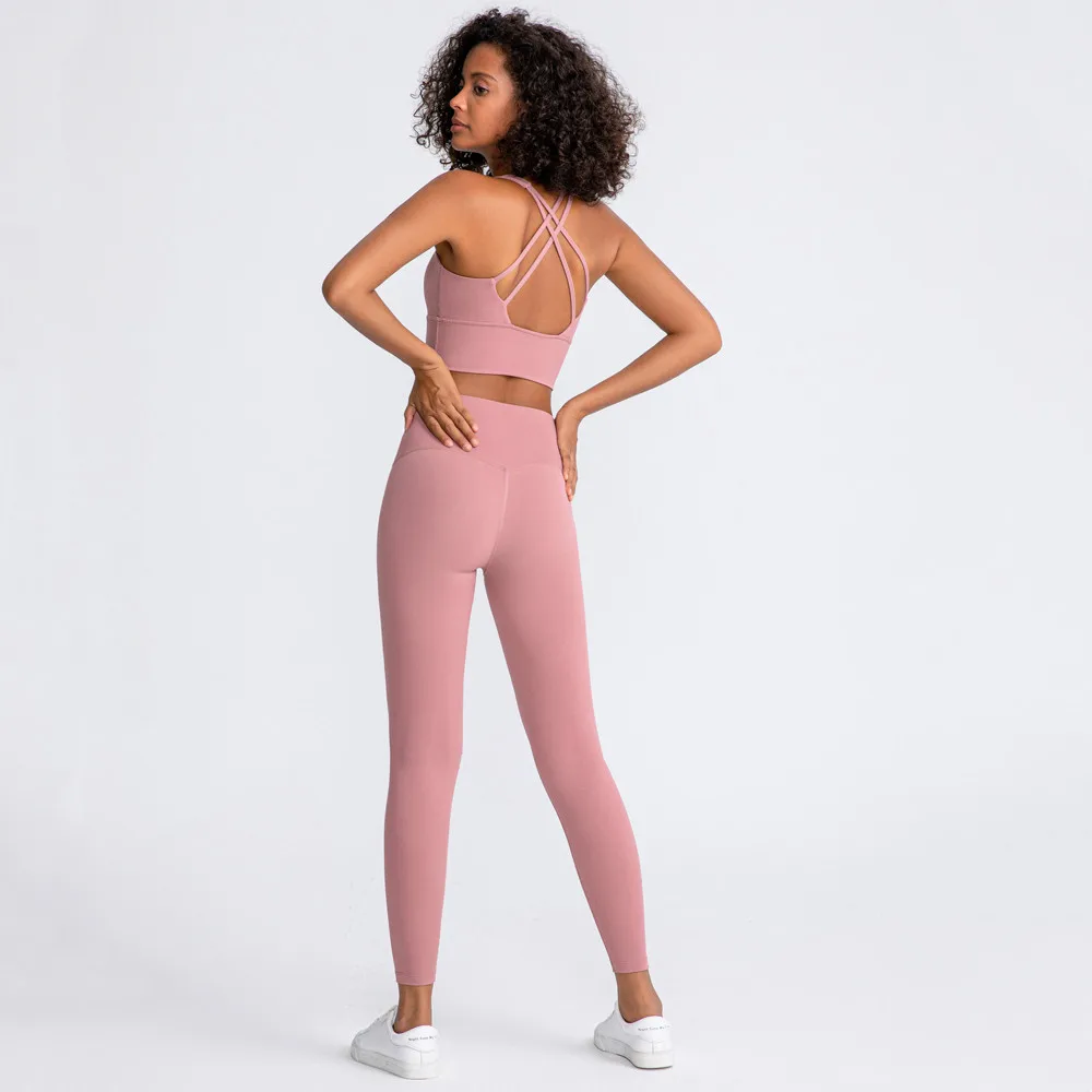 SHINBENE 31Colors 2Piece Hi Cloud Sports Bras Gym Fitness Sets Women Naked Feel High Waist Leggings Sport Suits Workout Sets