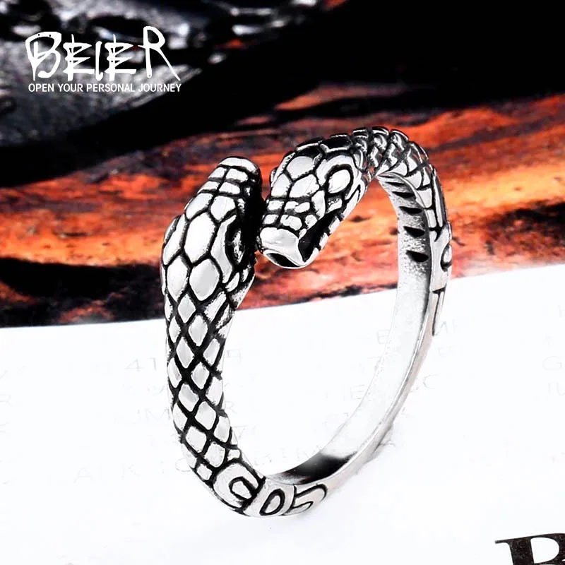 Байер новый магазин кольцо из нержавеющей стали 316L с двухголовой Мужские кольца