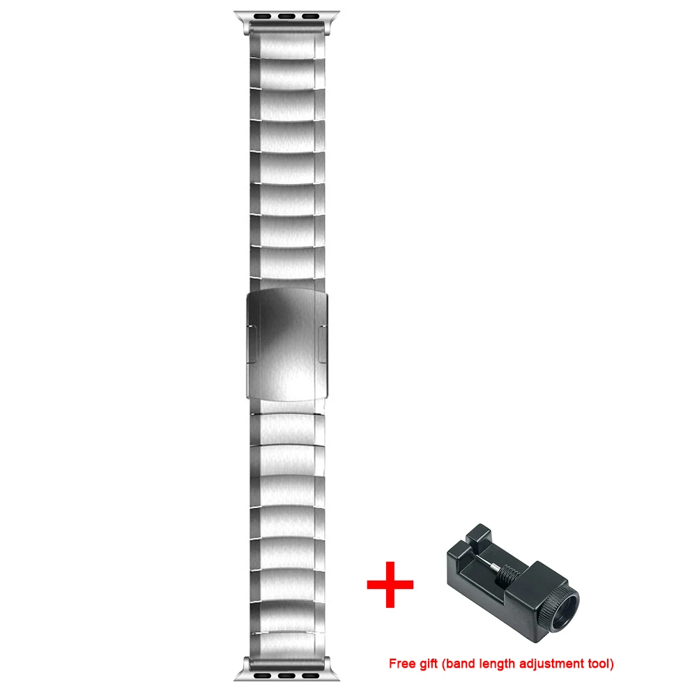 Складная застежка из нержавеющей стали ремешок для Apple watch band 44 мм 42 мм 40 мм 38 мм ссылка браслет для iWatch серии 4 5 металлический ремешок для часов - Цвет ремешка: Silver