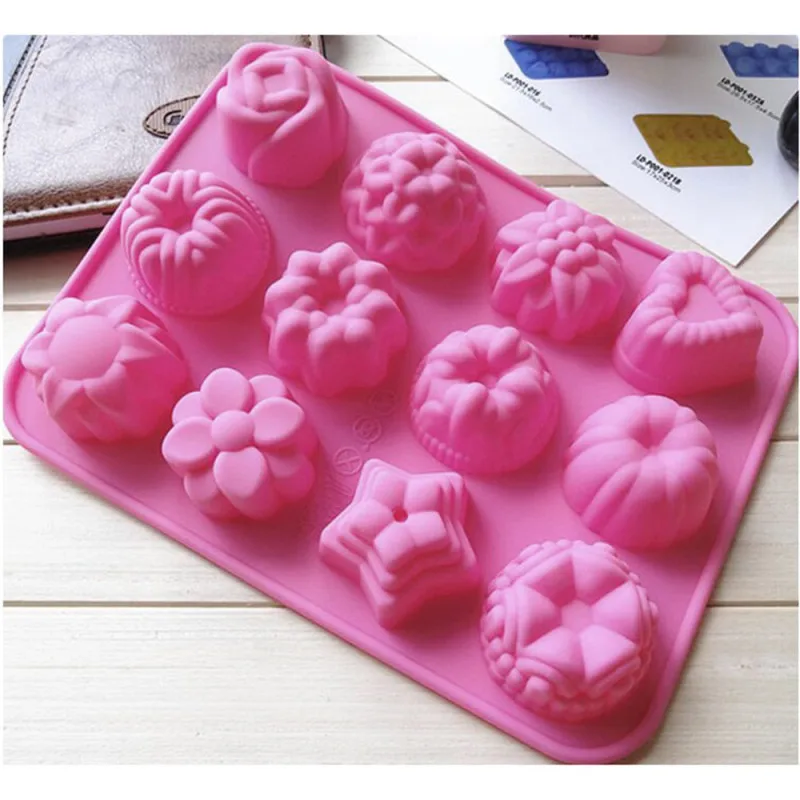 

Cake Baking Mould Silicone Soap Mold 3D Chocolate Supplies 12 hole Baking Pan Tray Molds Candy Making Tool DIY Jelly mold