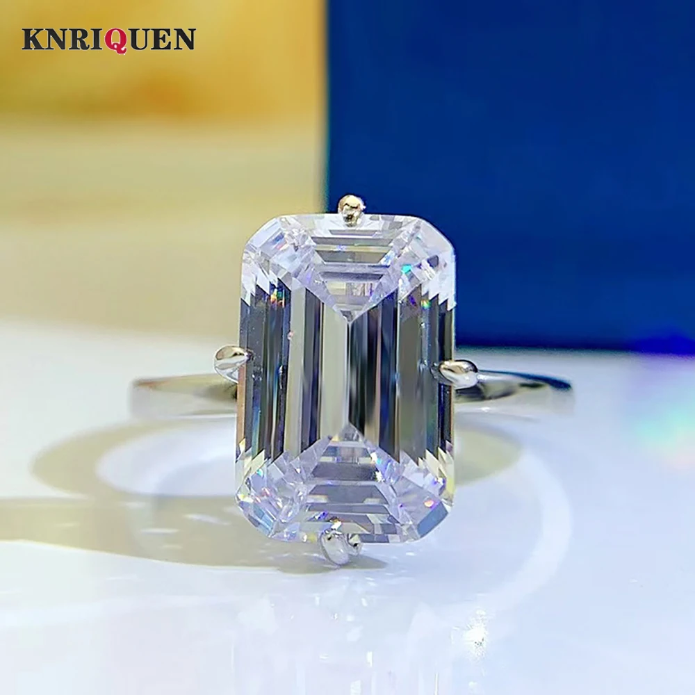 

Sparkling 100% 925 Sterling Silver 8*12MM High Carbon Diamond Ring for Women Luxury Wedding Engagement Band Fine Jewelry Gift