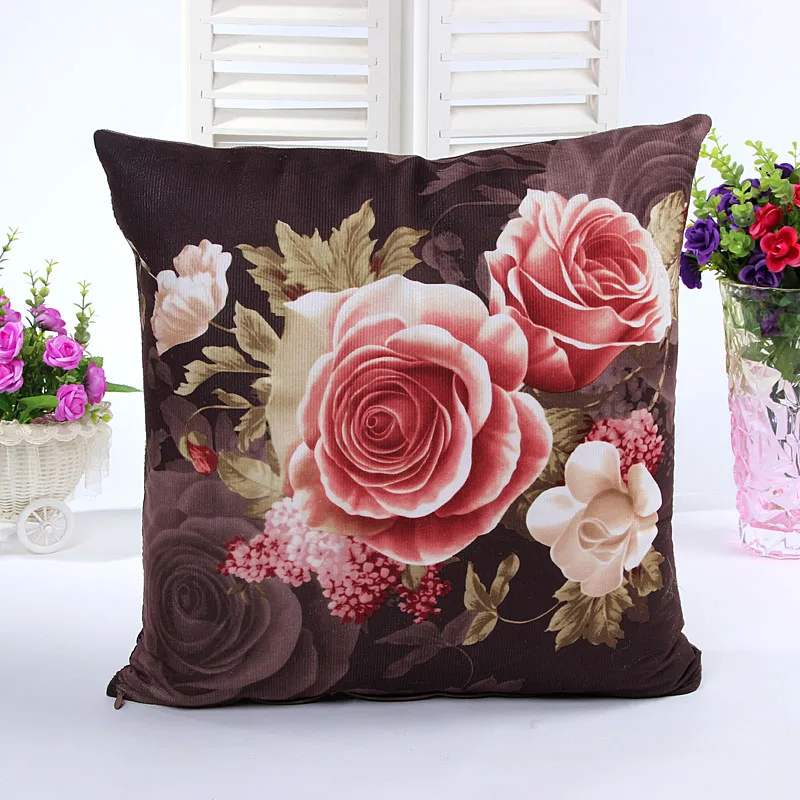 Наволочка в европейском стиле с принтом большой узор цветы пиона декоративное