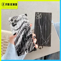 luxury fashion lnk painting marble lines 11 pro max square silicone 12 phone case xs xr 7 8 se plus protective shockproof cover