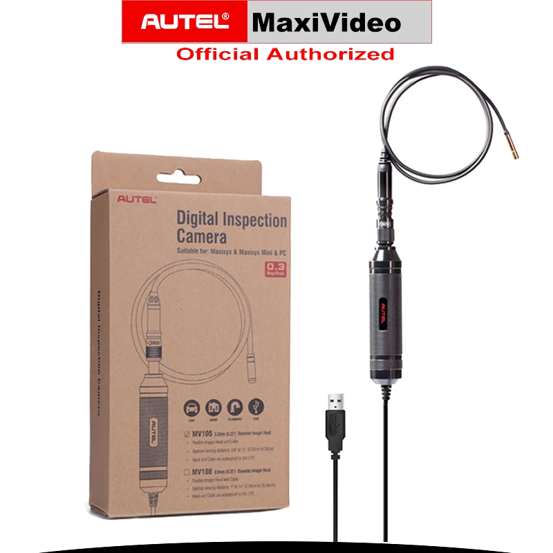 AUTEL MV105 5 см светодиодсветодиодный Автомобильная инспекционная цифровая камера