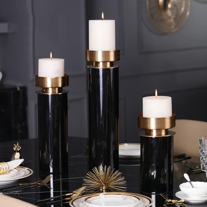 Металлический подсвечник для Tealight Европа черный мраморный подсвечник для дома мраморная Цилиндрическая Свеча подставка свадебный канделябр