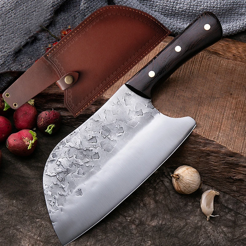 

Handmade Forged Stainless Steel Kitchen Knives Chinese Knife Meat Cleaver Vegetable Bone Chopper Knife Tool with Sheath