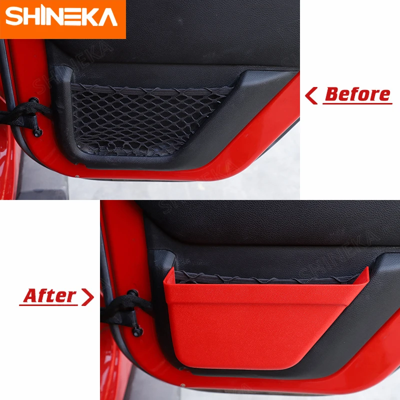 

SHINEKA Stowing Tidying Car Front Rear Door Net Pocket Storage Box Organizer For Jeep Wrangler JK 2011-2017 2/4 Door Accessories