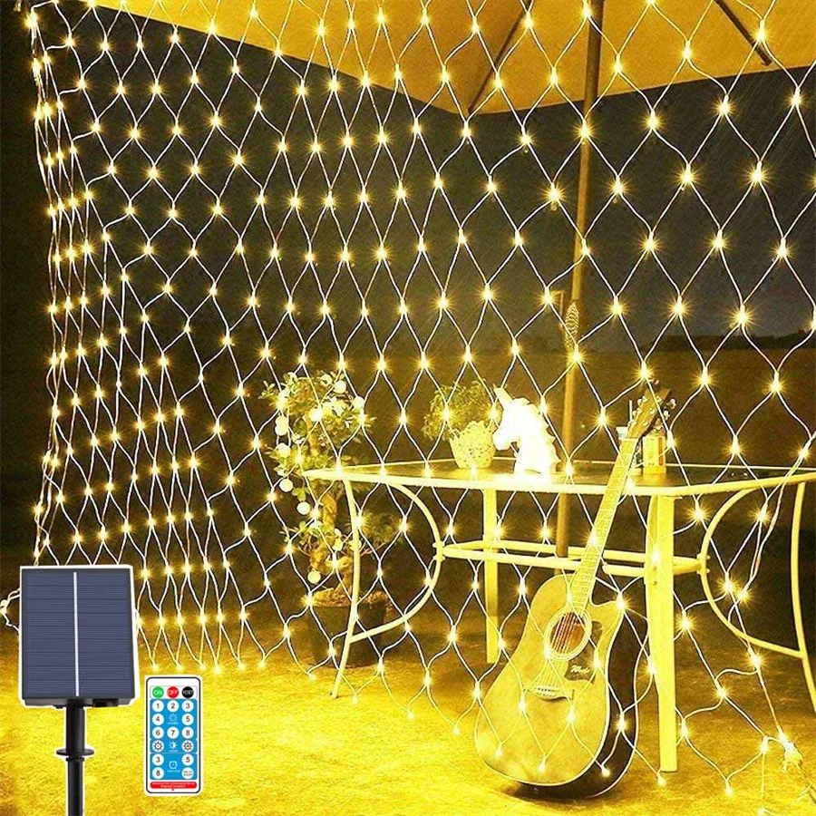 

1.5x1.5m 3x2m 6x4m Solar Net Lights Outdoor Solar Mesh Lights with Remote Waterproof Net Christmas Lights for Trees Bushes Decor