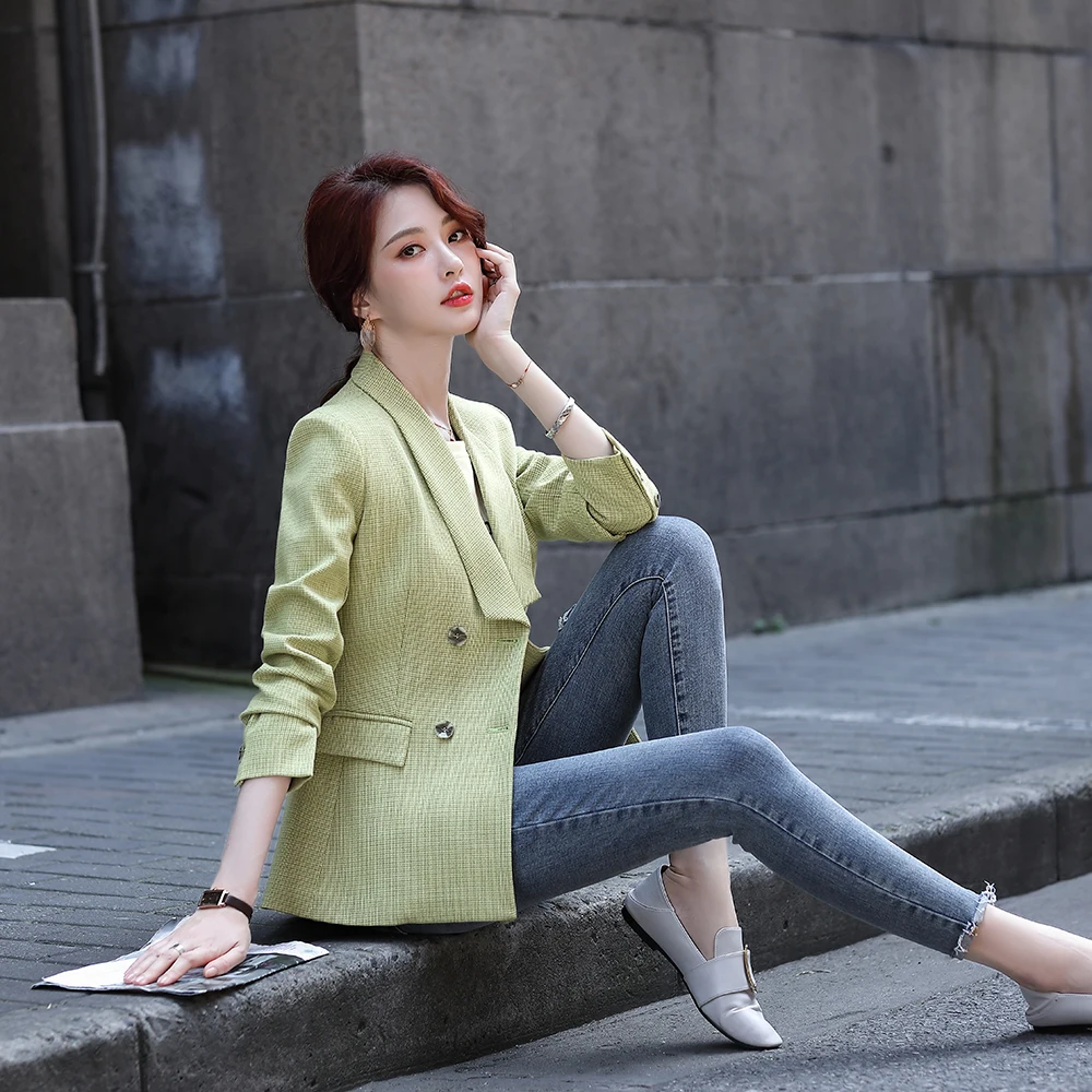 2020 модный осенний серый женский костюм куртка повседневный пальто с длинным